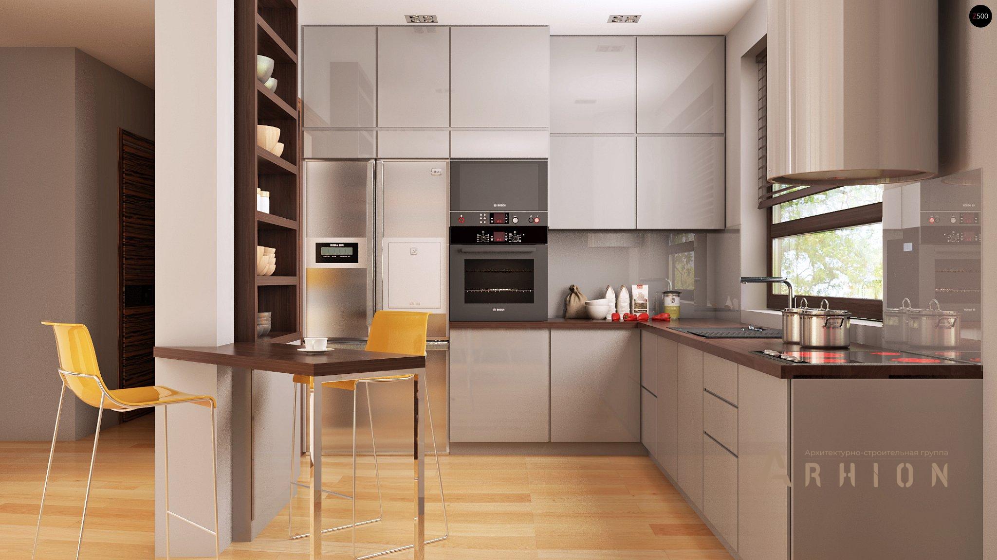 5. Проект одноэтажного дома в европейском стиле с двускатной кровлей, Z79 GP, площадью - 165 кв c мансардой, терассой, гаражом